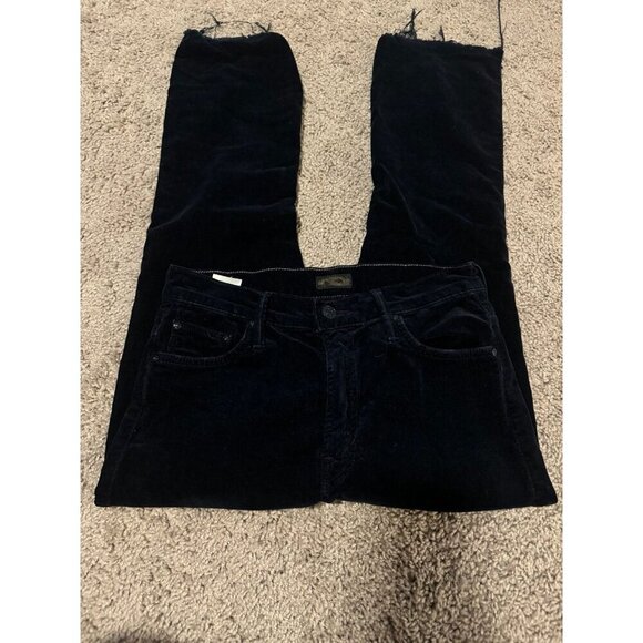 Mother insider crop step fray navy courdroys - Picture 2 of 8